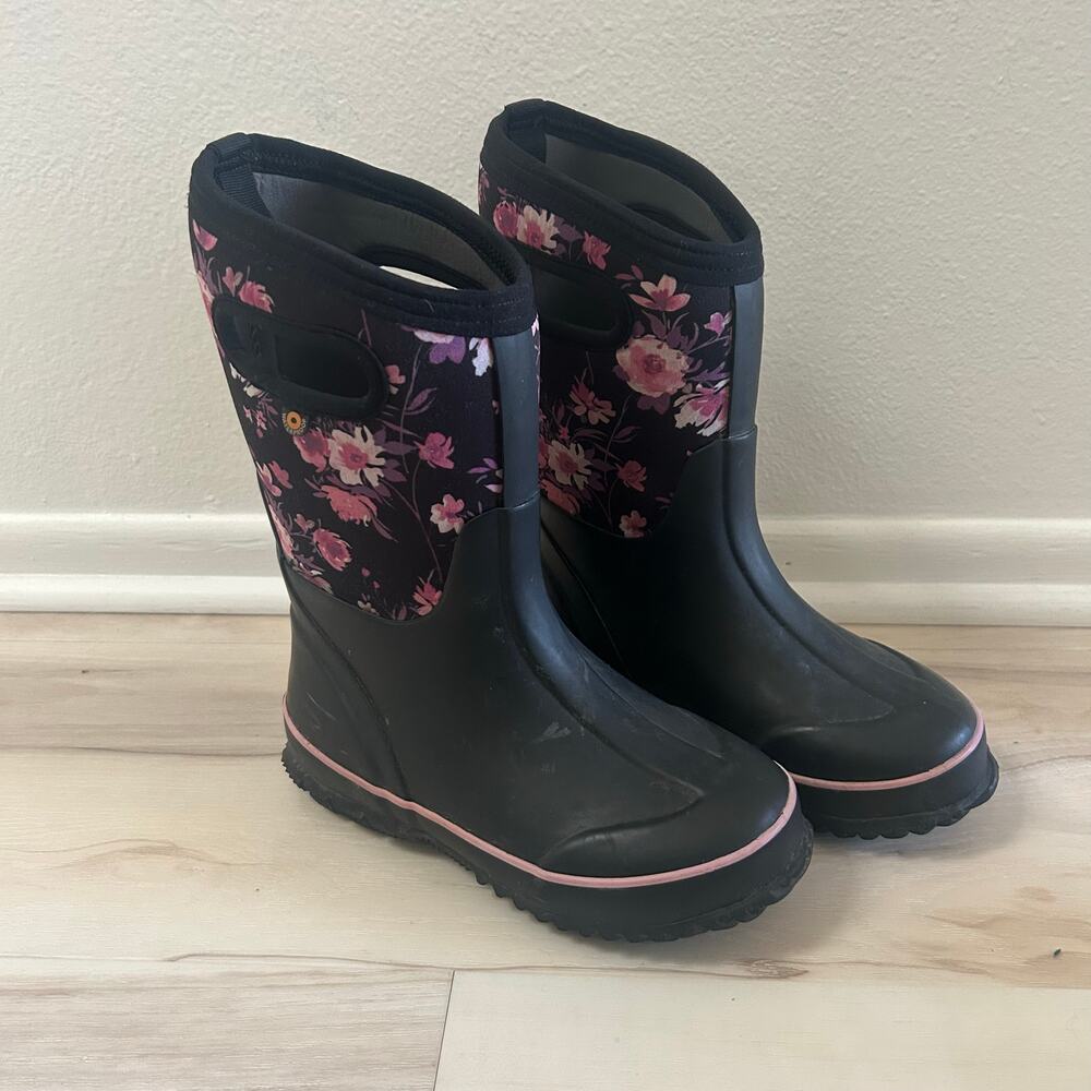 BOGS Classic Painter Floral Rain Boots Girls Youth 2